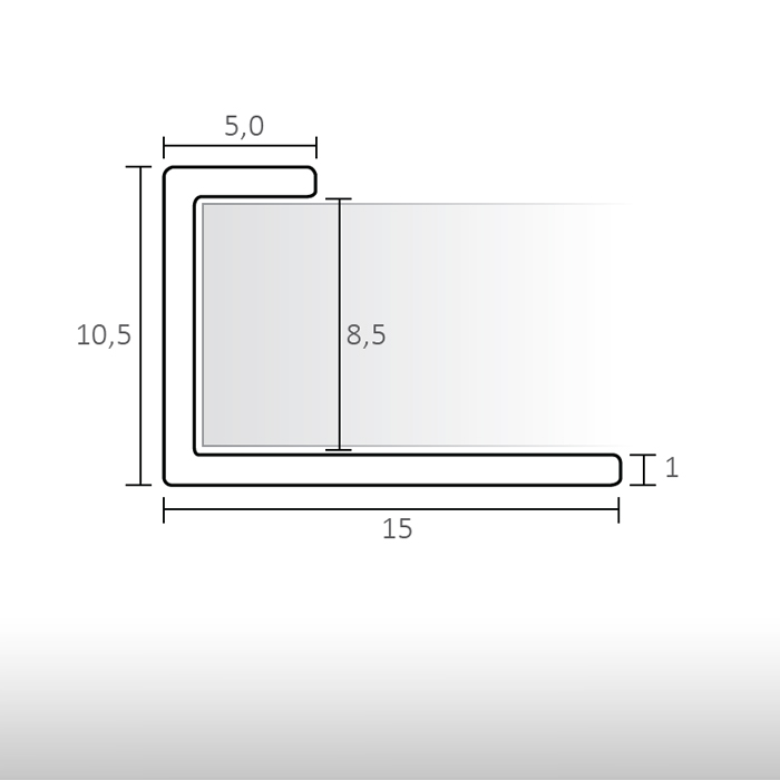 Perfil Terminal - para painéis decorativos de parede